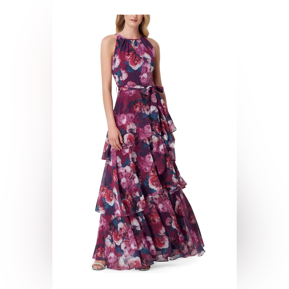 Tahari ASL tiered printed maxi dress size 4. New with tags